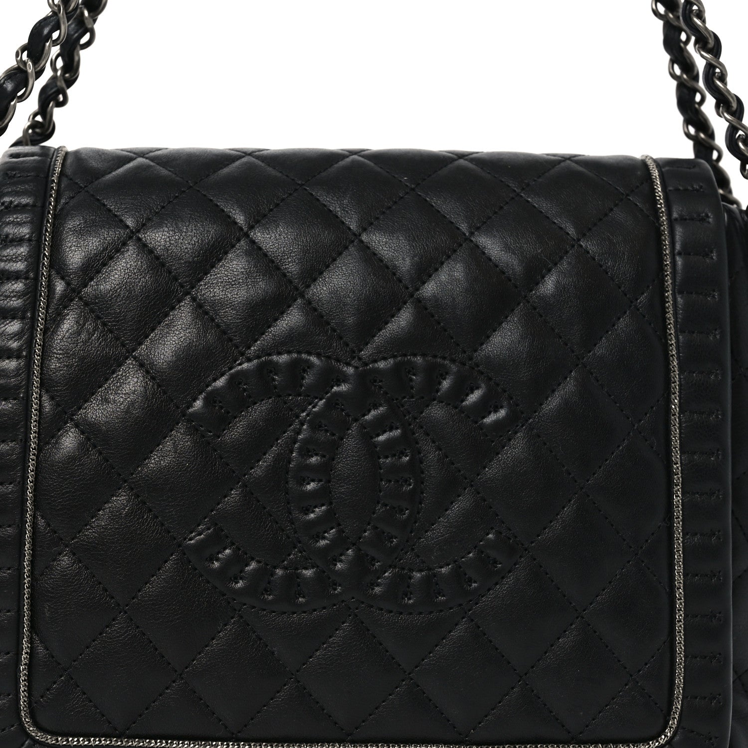 Calfskin Quilted Istanbul Accordion Flap Black