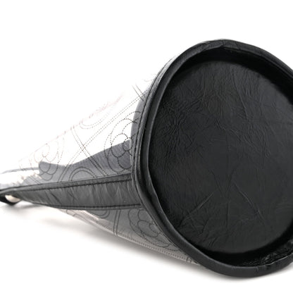 Crumpled Calfskin PVC Bucket Bag Black