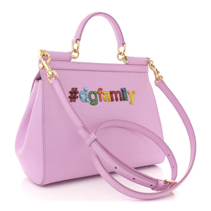 Dauphine Studded Medium DG Family Patch Miss Sicily Satchel Pink Rosa Chiaro