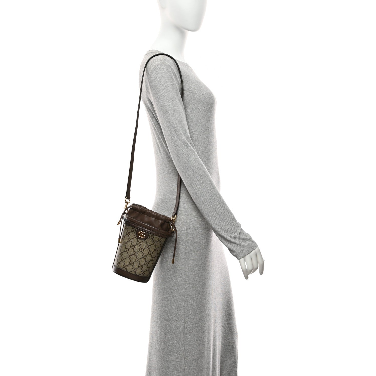 GG Supreme Monogram Ophidia Mini Bucket Bag Beige Ebony