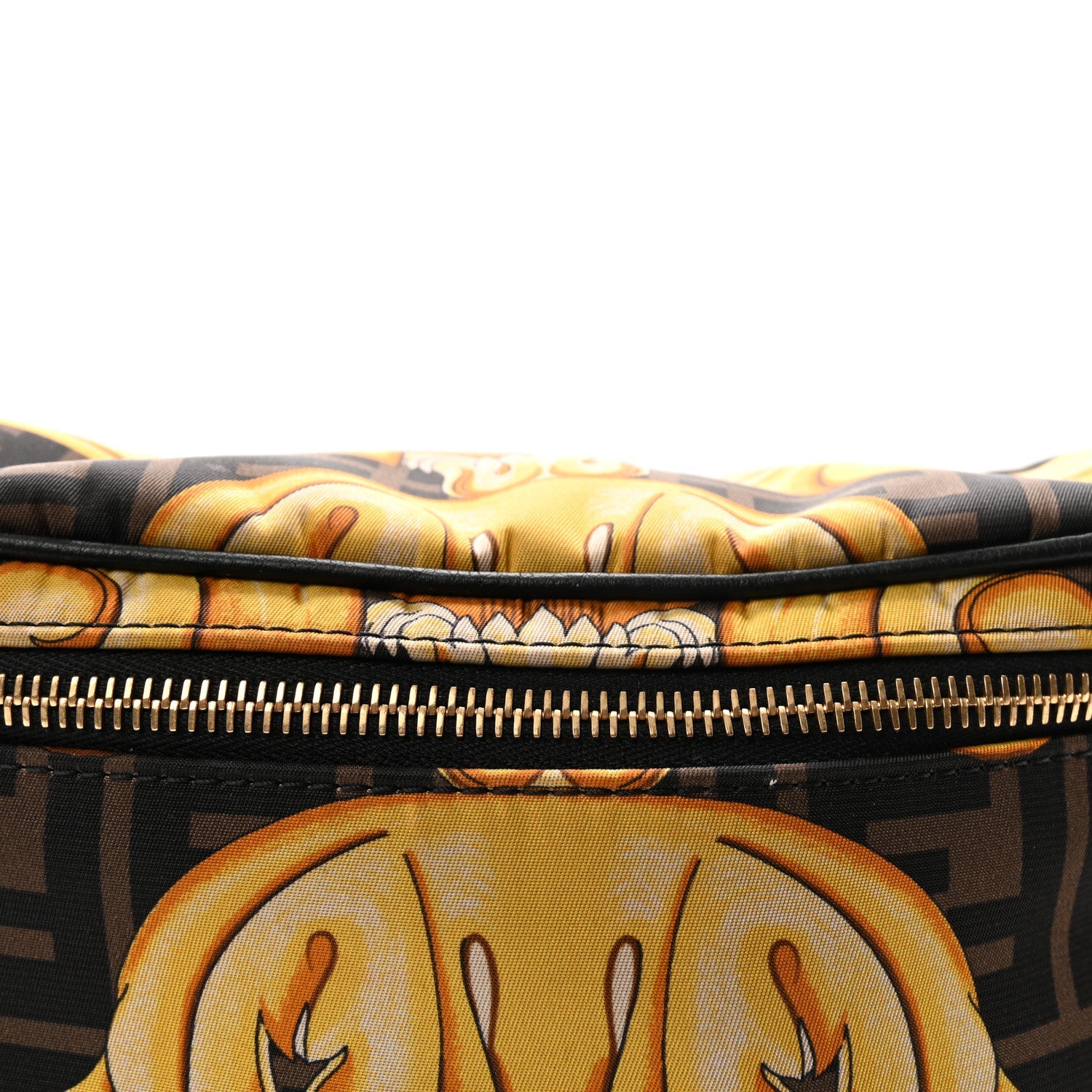 X VERSACE Nylon Cuoio Romano Fendace FF Baroque Belt Bag Black Gold