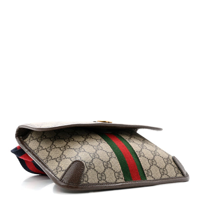 GG Supreme Monogram Web Small Ophidia Belt Bag Brown