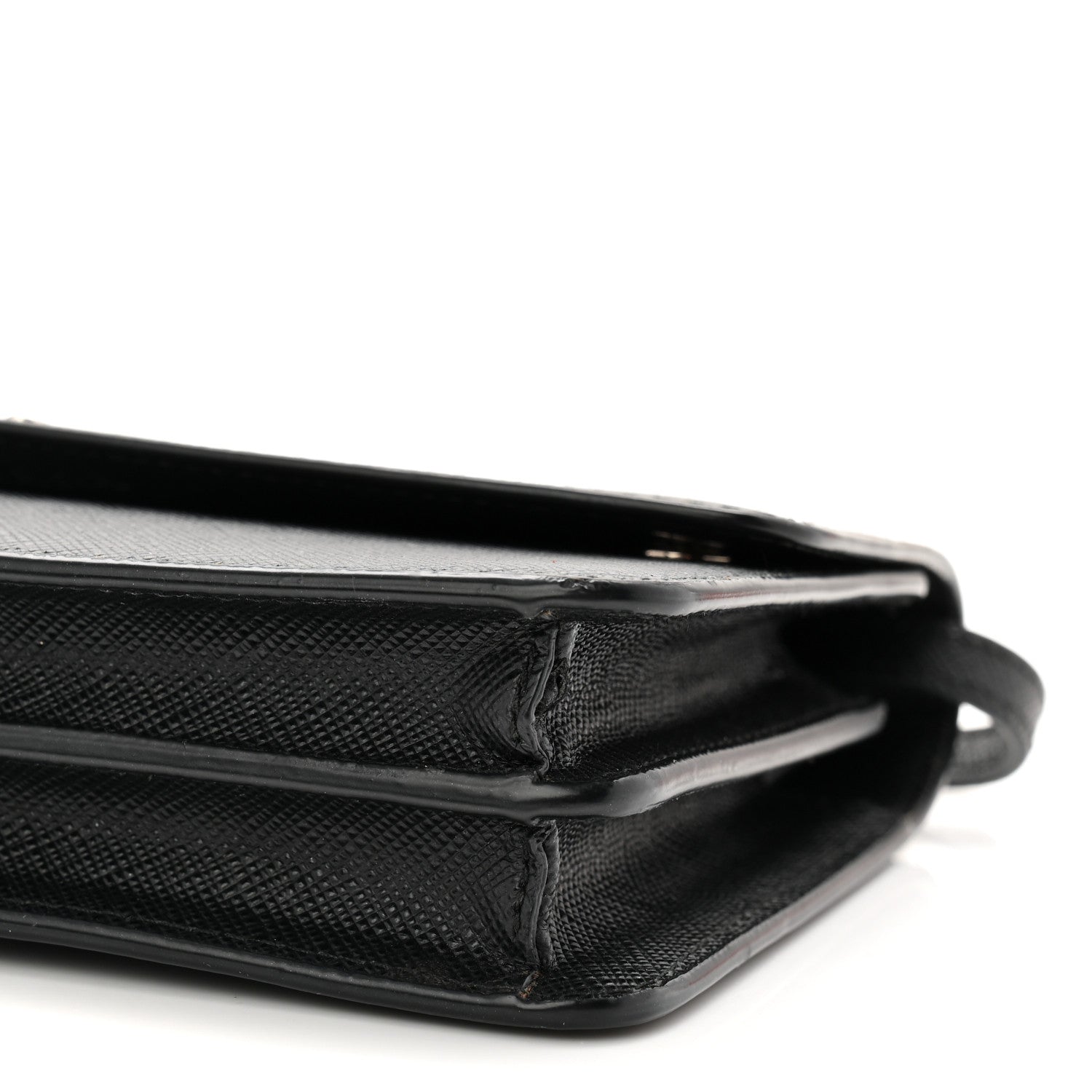 Saffiano Metal Flap Wallet With Strap Black