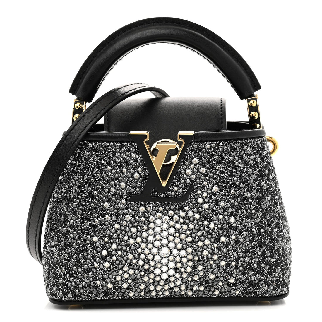 Crystal Cowhide Nano Capucines Silver Black