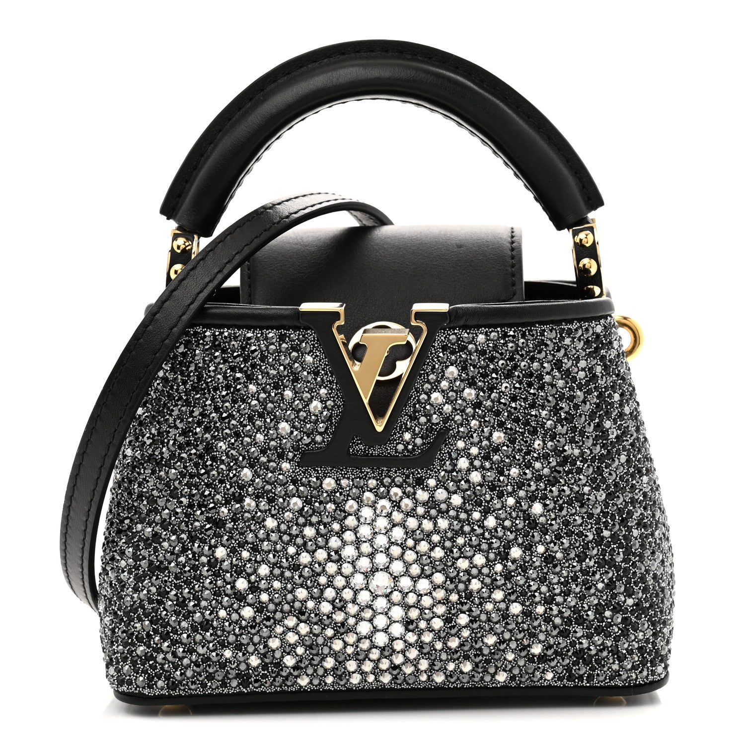 Crystal Cowhide Nano Capucines Silver Black
