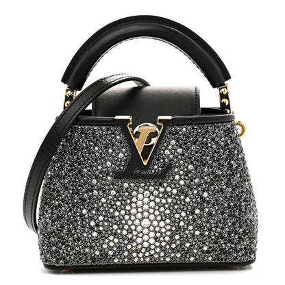 Crystal Cowhide Nano Capucines Silver Black