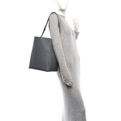 Soft Grained Calfskin Sangle Bucket Bag Grey