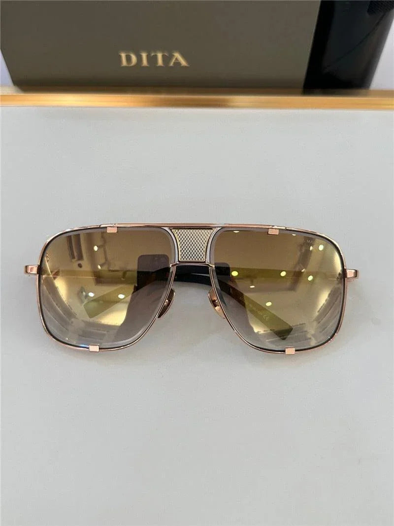 DITA MACH-FIVE Rose Gold-Gold-Brown Unisex Clear Sunglasses 🔱