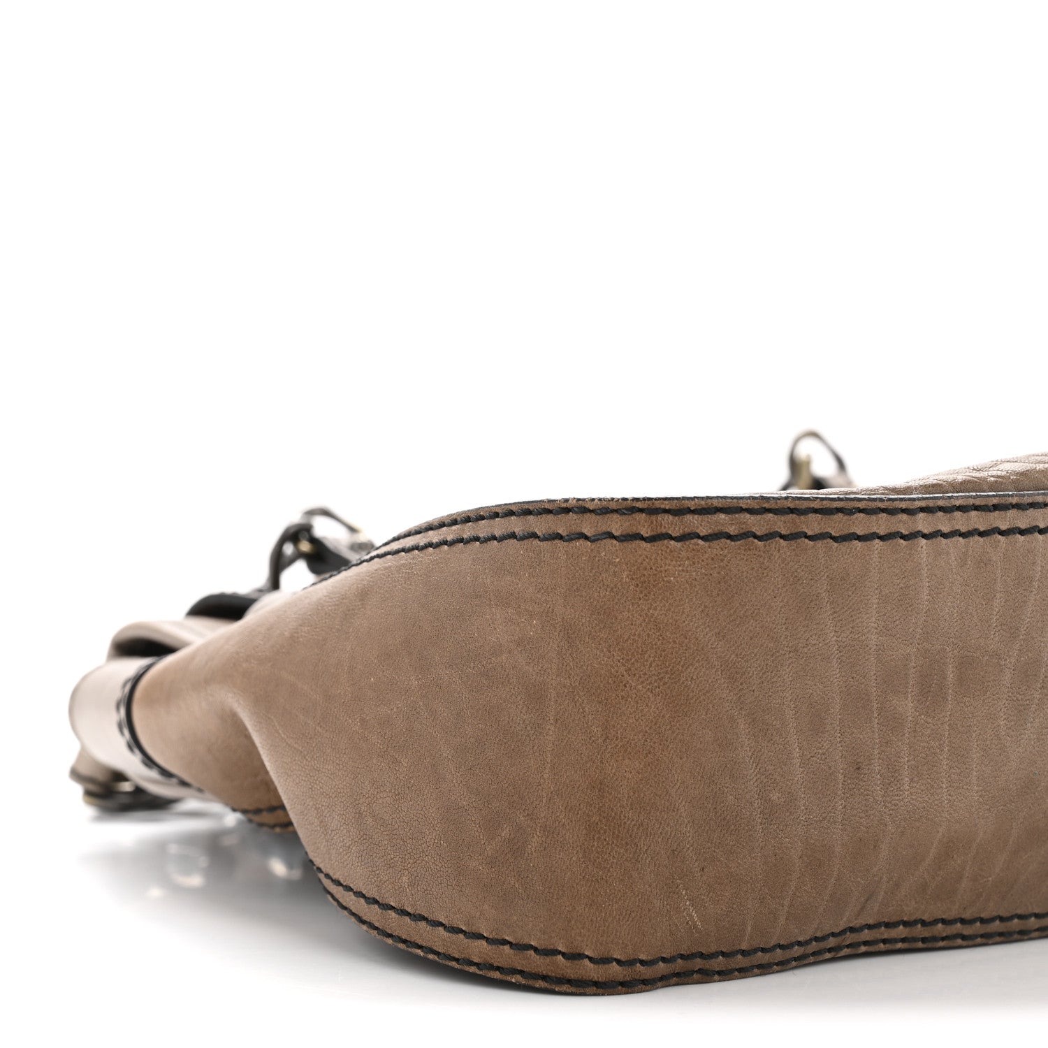 Calfskin B Bag Brown Grey