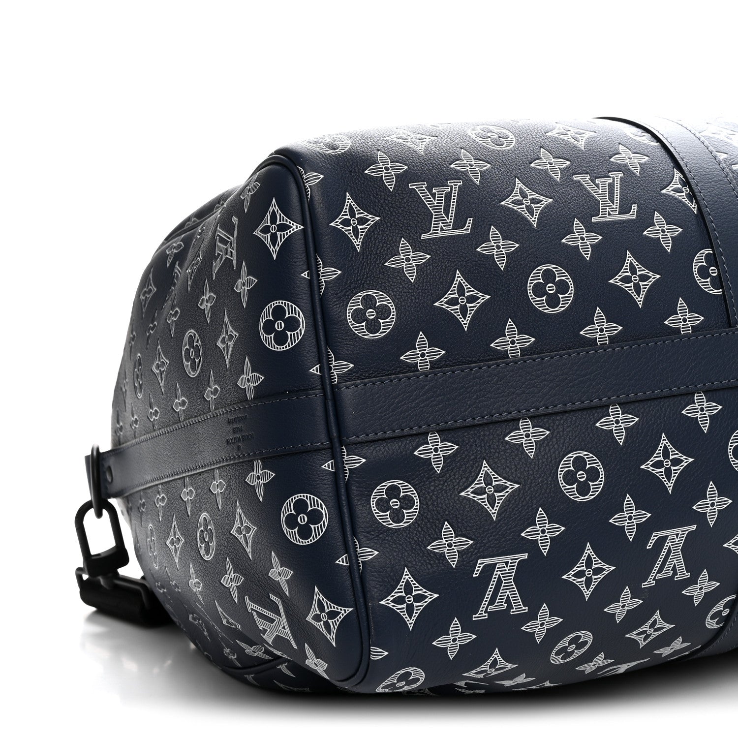 Calfskin Shadow Monogram Keepall Bandouliere 50 Ink Blue White