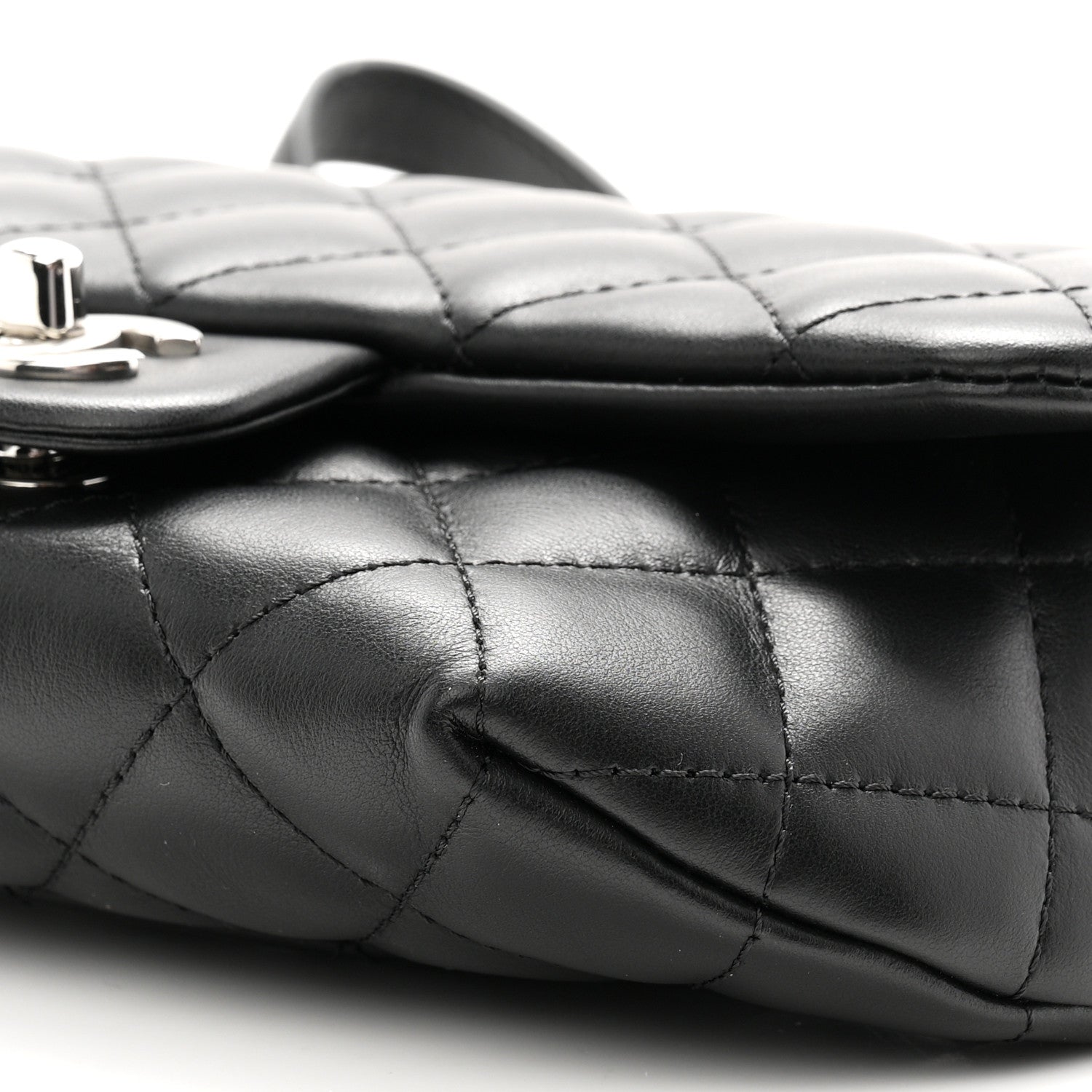 Calfskin Quilted CC Uniform Flap Belt Bag Black