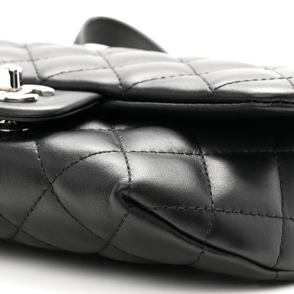 Calfskin Quilted CC Uniform Flap Belt Bag Black
