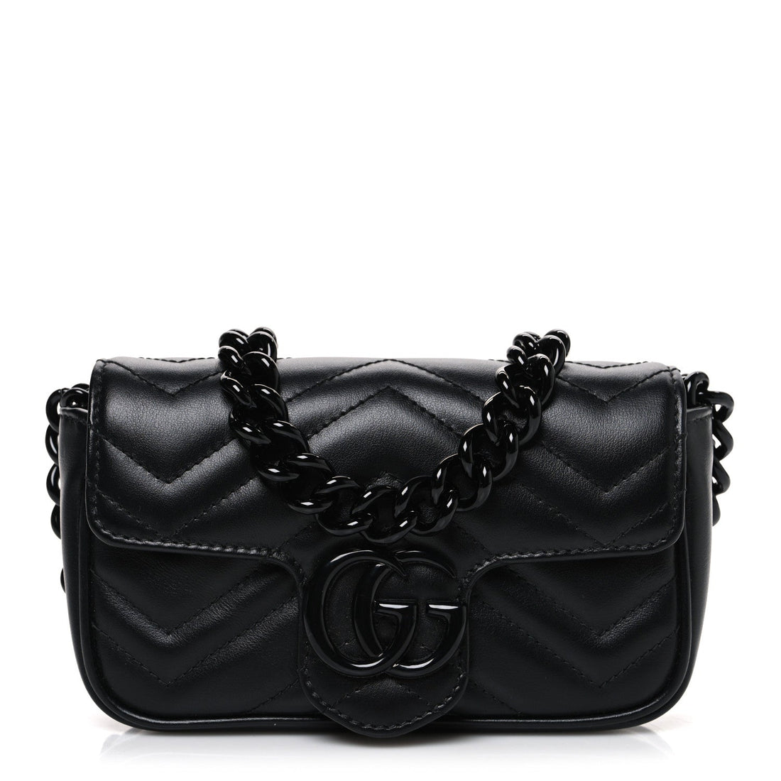 Calfskin Matelasse Monochrome GG Marmont Chain Belt Bag Black