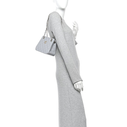 Caviar Quilted Mini Bucket Bag Grey
