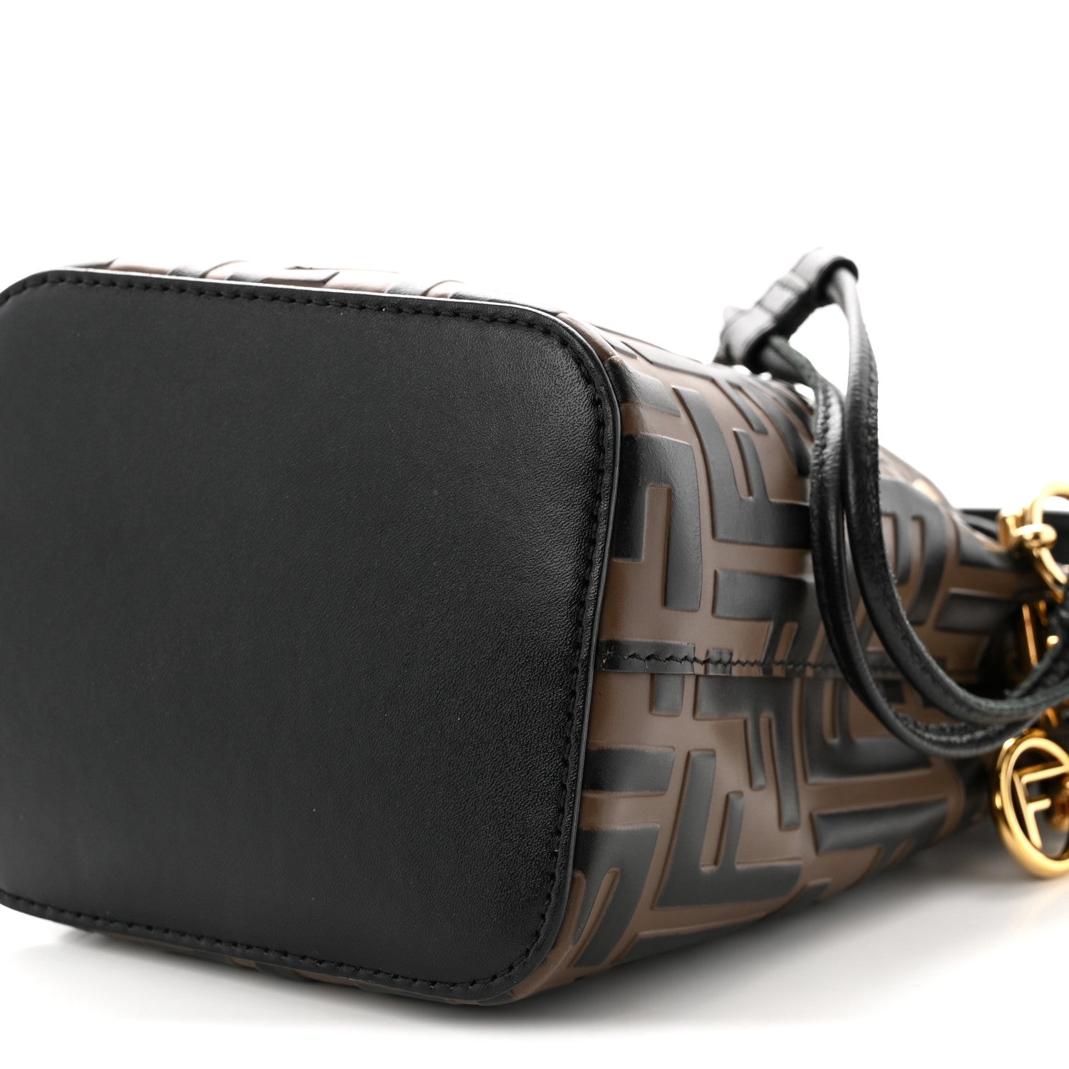 Vitello Liberty F is Fendi Bi-Color FF 1974 Embossed Mini Mon Tresor Bucket Bag Maya Black