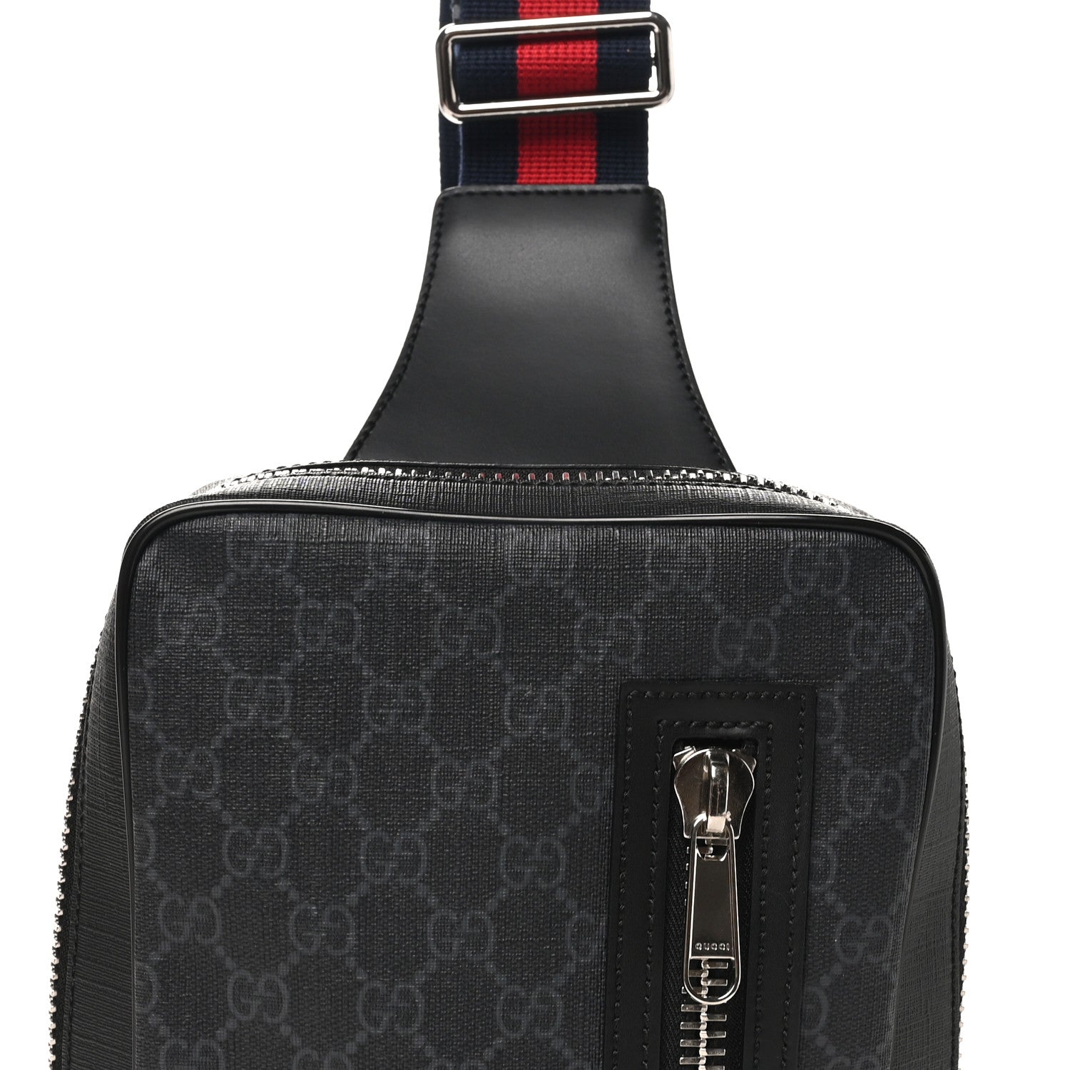 GG Supreme Monogram Web Belt Bag Black Grey