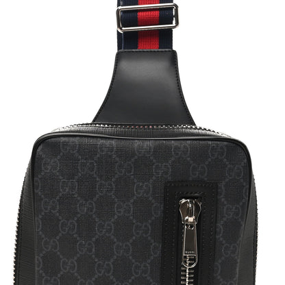 GG Supreme Monogram Web Belt Bag Black Grey