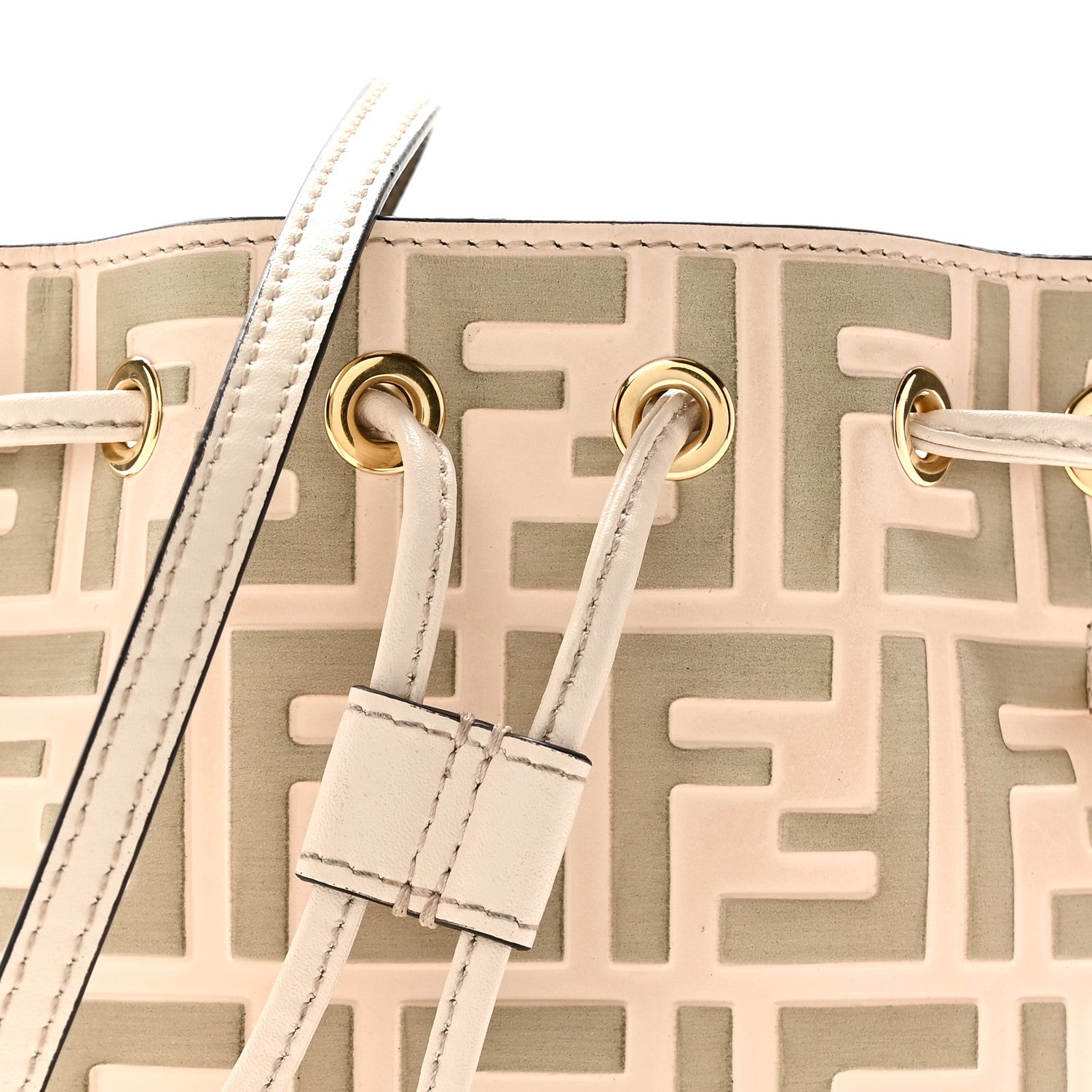 Vitello Liberty F is Fendi Bi-Color FF 1974 Embossed Mini Mon Tresor Bucket Bag Camelia Mandorlo