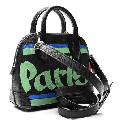 Signature Grained Calfskin Car Tag Print XXS Ville Top Handle Bag Black TBC