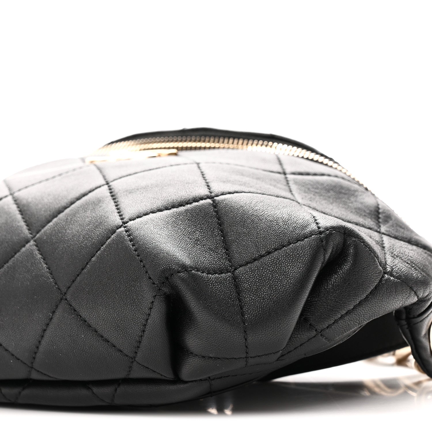 Lambskin Quilted Resin Bi-Color Waist Bag Fanny Pack Black