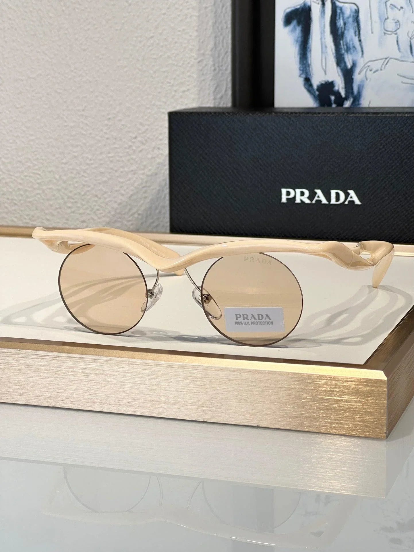 PRADA PR A18S - BLACK-PEACH-GREEN | SUNGLASSES Unisex  🟥