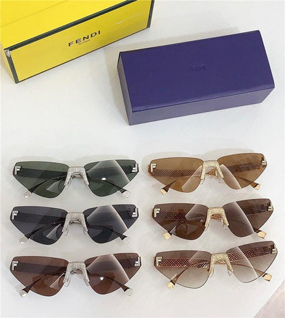 2024 FENDI First Crystal Gold metal Sunglasses 4127US shape Women&