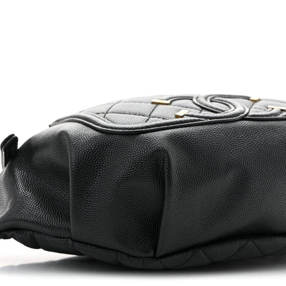 Caviar Quilted Filigree Waist Bag Black
