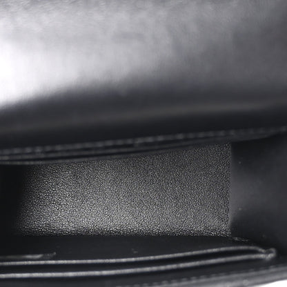 Lambskin Quilted Top Handle Flap Clutch With Chain Black