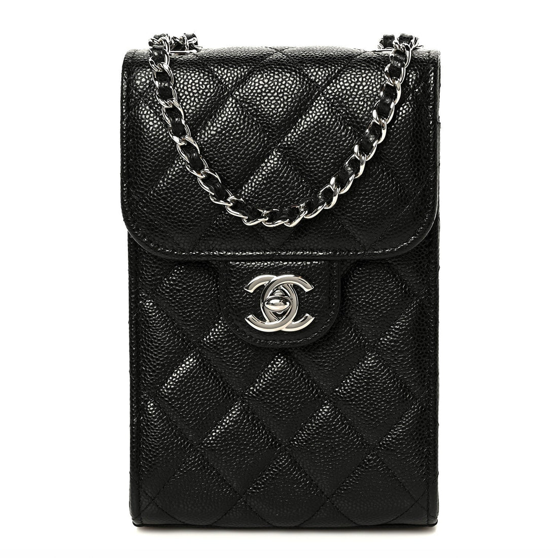 Caviar Quilted Classic Phone Holder Black