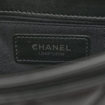 Calfskin Quilted CC Uniform Flap Belt Bag Black