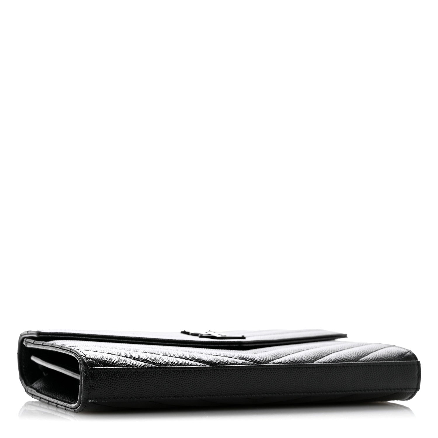 Grain De Poudre Matelasse Chevron Monogram Monochrome Chain Wallet Black