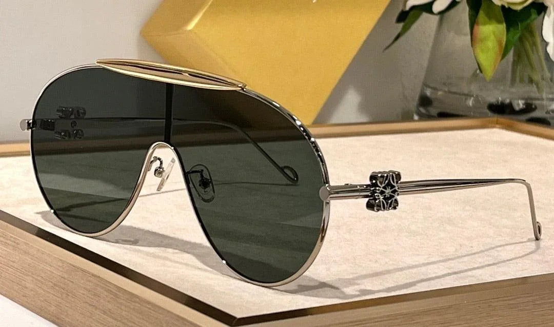 New Season LOEWE Spoiler aviator mask glasses in metal 40111U ✨