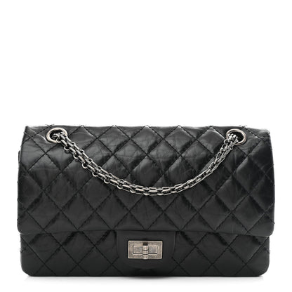 Aged Calfskin Quilted 2.55 Reissue 225 Flap Black