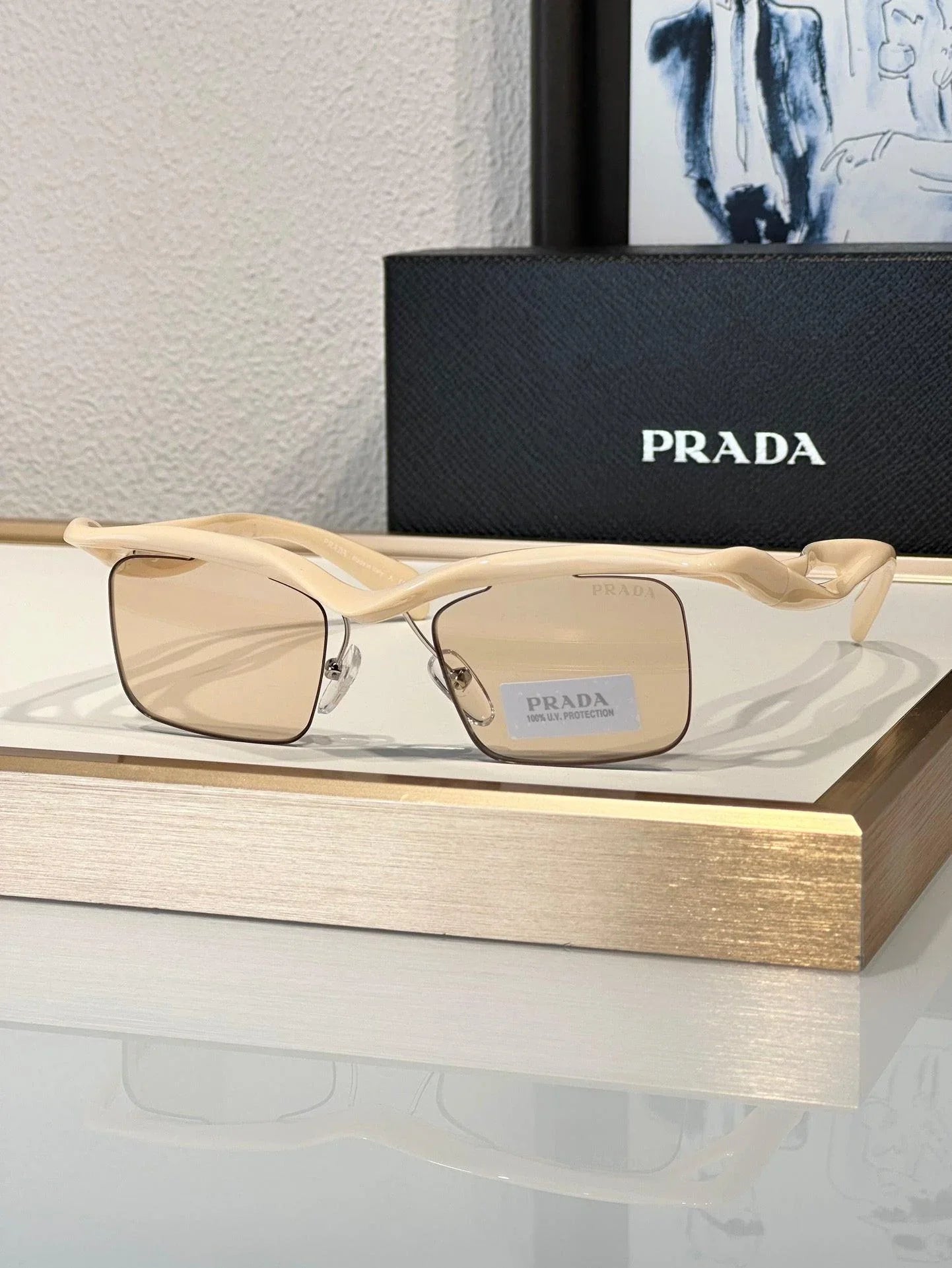 PRADA PR A15S - BLACK-PEACH-GREEN | SUNGLASSES Unisex  🟥