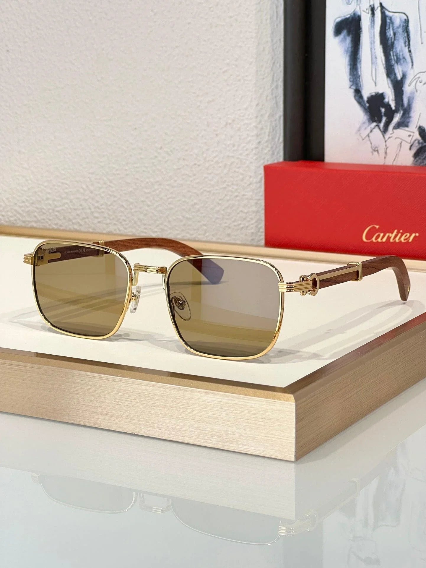 Cartier CT 0363S-NV Horn (Gold/Black) / Wood (Gold/Red)  $3495 ✨