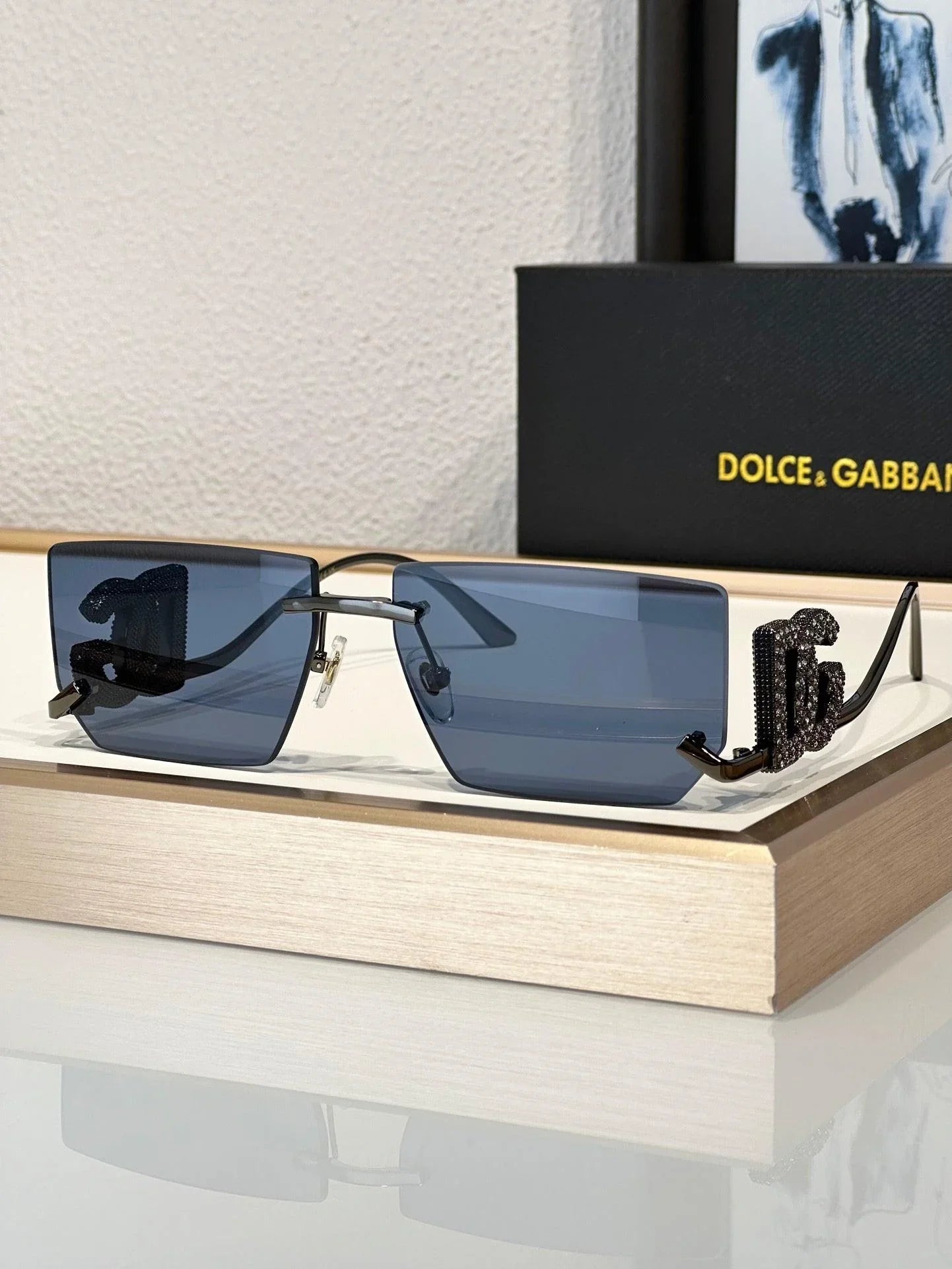 Dolce&Gabbana 2304B Crystal DG Metal Rectangle Women's Sunglasses ✨