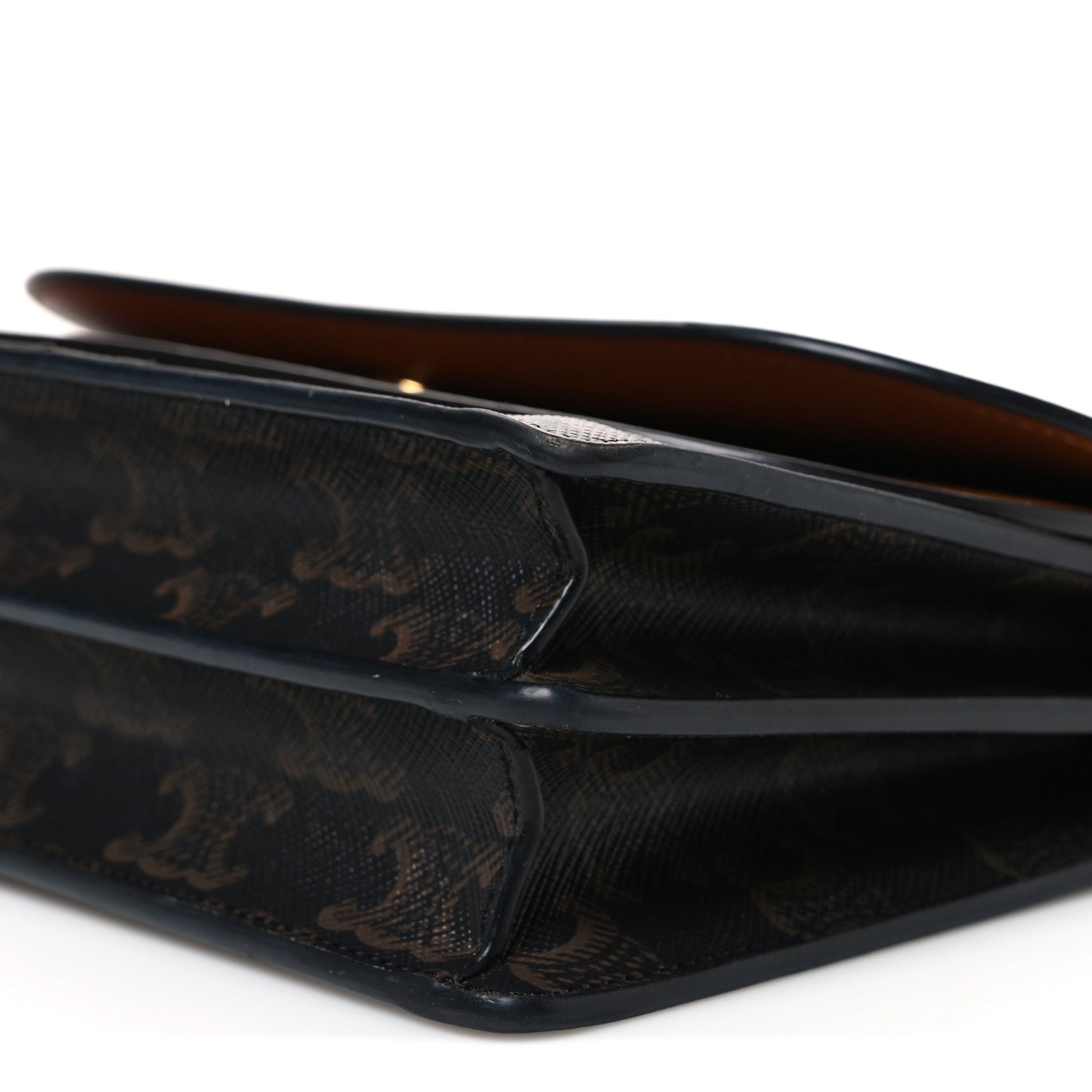 Triomphe Canvas Lambskin Wallet On Strap Tan Tan