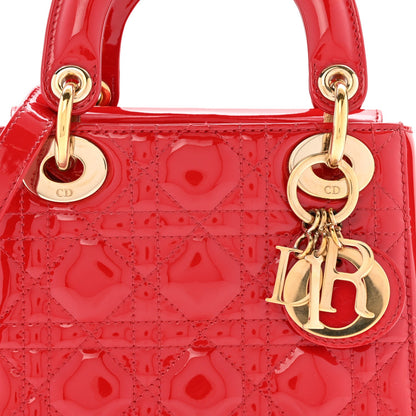 Patent Cannage Mini Lady Dior Red