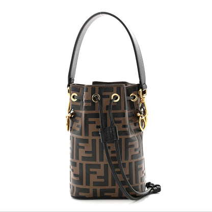 Vitello Liberty F is Fendi Bi-Color FF 1974 Embossed Mini Mon Tresor Bucket Bag Maya Black