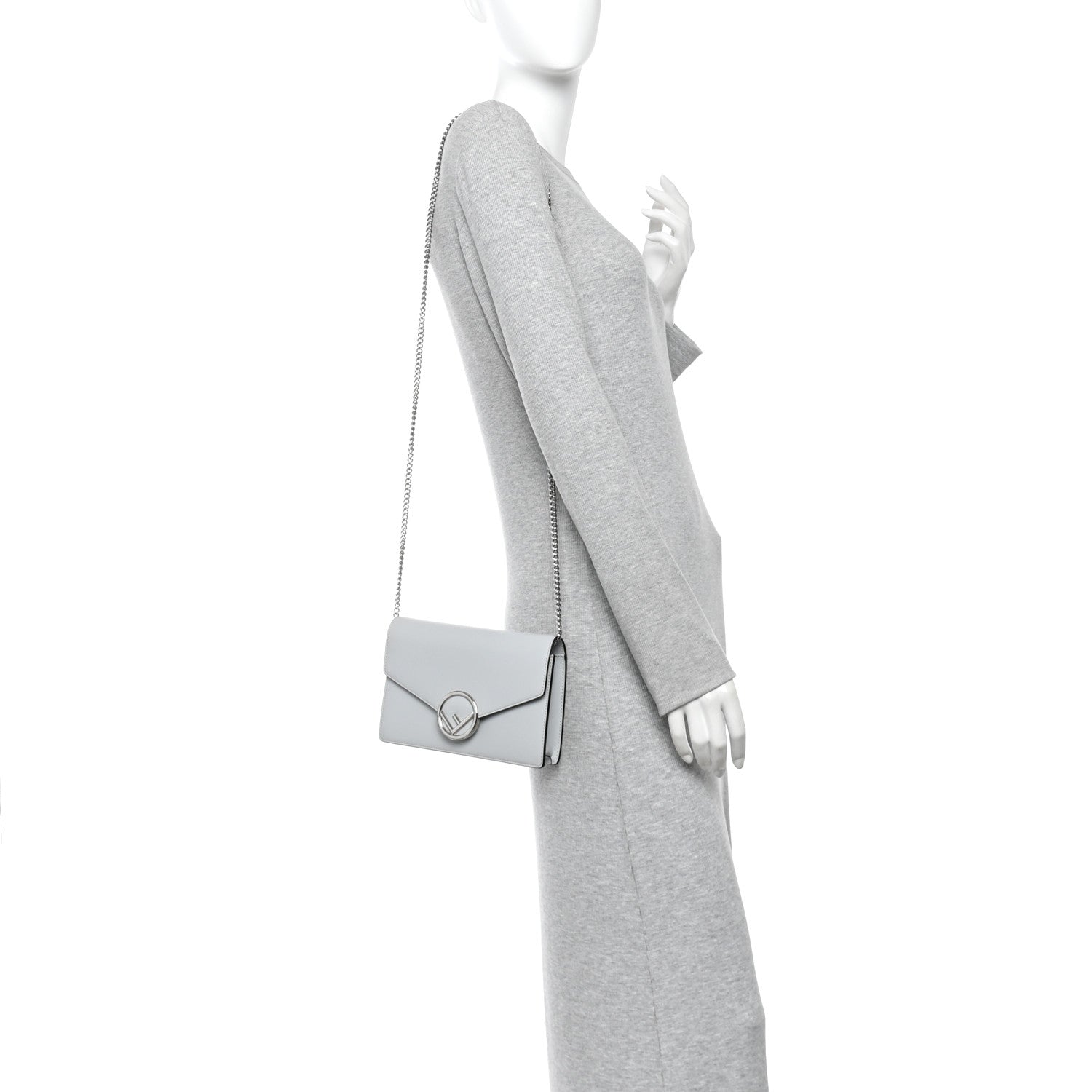 Vitello Cruise F is Fendi Medium Envelope Wallet on Chain Grigio Perla