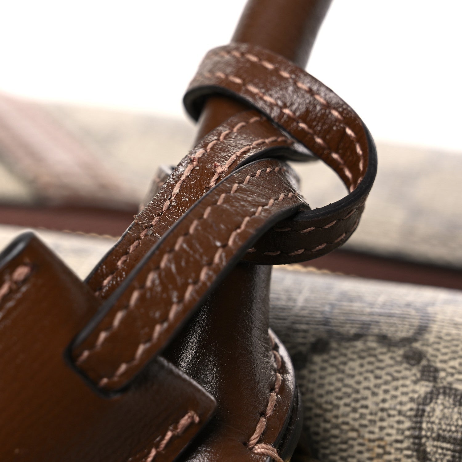 GG Supreme Monogram Azalea Calfskin Retro Interlocking G Duffle Bag Beige Ebony Brown Sugar