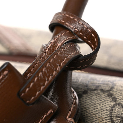 GG Supreme Monogram Azalea Calfskin Retro Interlocking G Duffle Bag Beige Ebony Brown Sugar