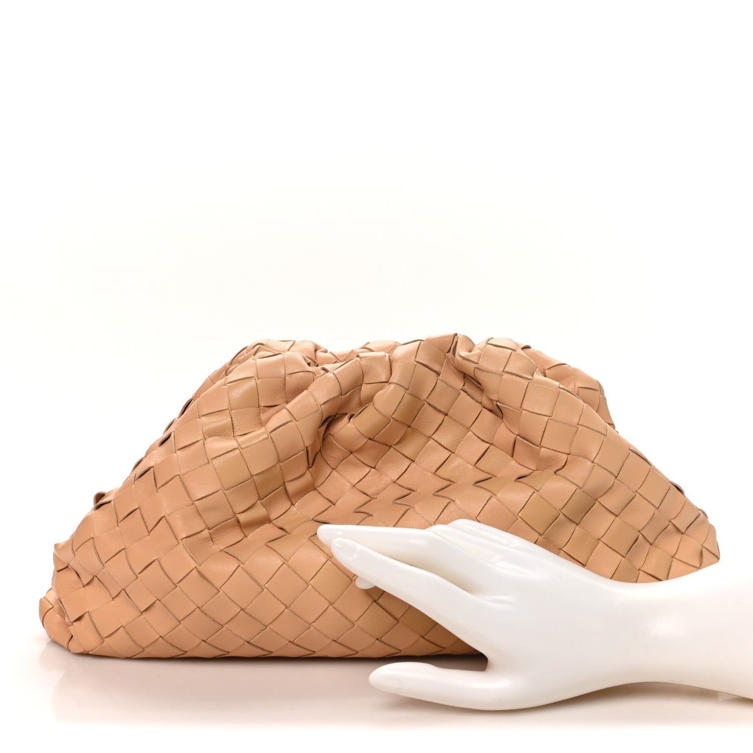 Nappa Maxi Intrecciato The Pouch Oversized Clutch Caramel