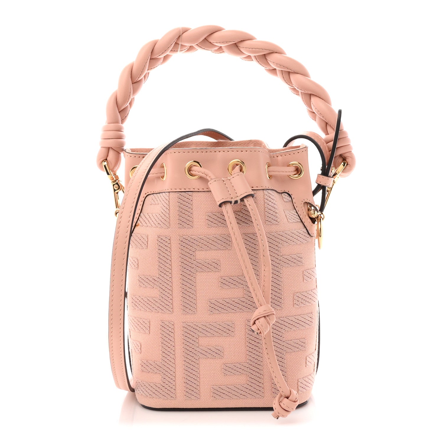 Canvas Nappa F is Fendi FF Embroidered Mini Mon Tresor Bucket Bag Baby Pink