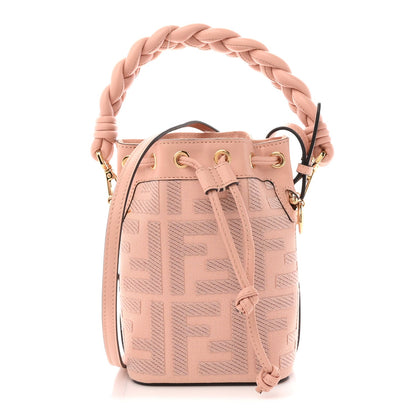 Canvas Nappa F is Fendi FF Embroidered Mini Mon Tresor Bucket Bag Baby Pink
