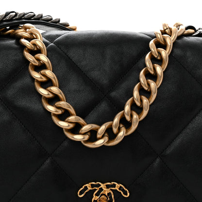 Lambskin Quilted Maxi Chanel 19 Flap Black