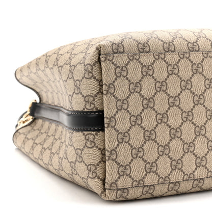 GG Supreme Monogram Medium Emblem Bucket Bag Beige Dark Brown Black