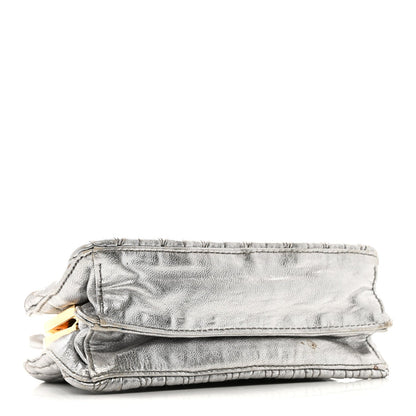 Metallic Matelasse Lux Mini Crossbody Tote Cromo