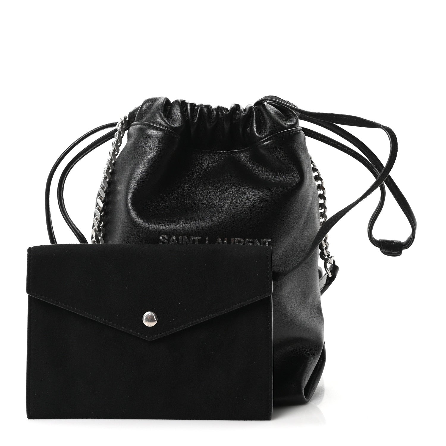 Lambskin Small Teddy Bucket Bag Black