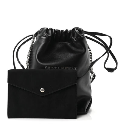 Lambskin Small Teddy Bucket Bag Black